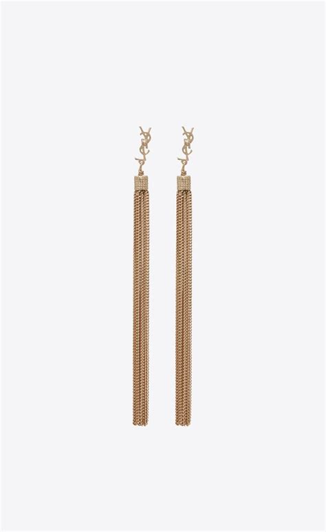 ysl loulou tassel earrings|Loulou earrings with chain tassels in light gold.